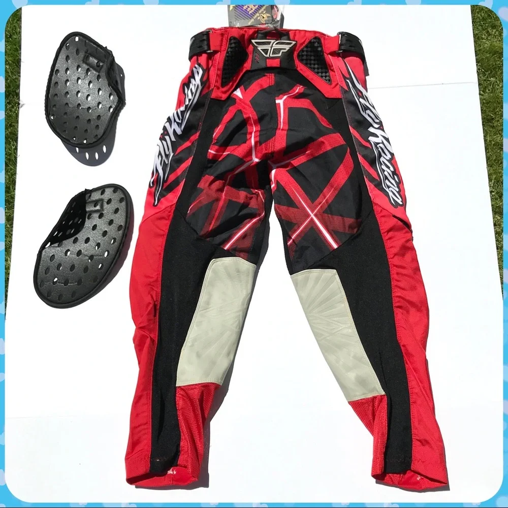New FLY RACING Red Black Motocross Pants Motor Sports Gear Unisex Size 28 S